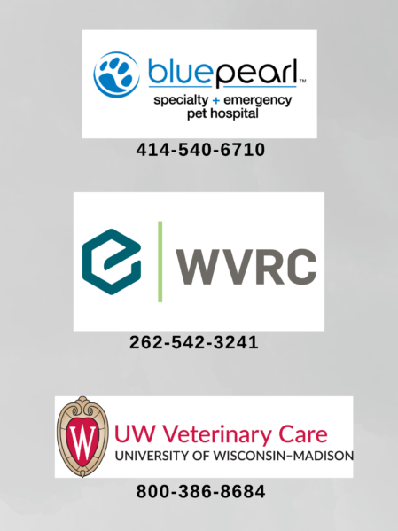 BluePearl, WVRC, and UW Veterinary Care logos